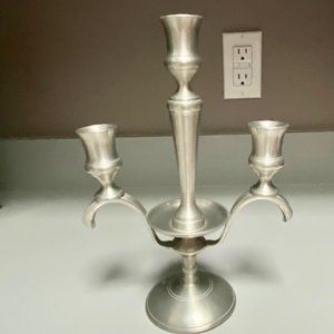 HP Graceful European Pewter Candle Holder Candlestick Candelabra  10,5"H X 7,5"W